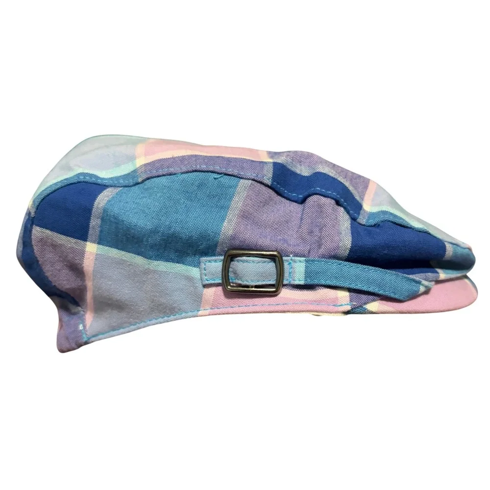 NEW Janie and Jack Plaid Newsboy Cap 6 to 12 Months Pink Blue Hat Baby Boy Gift